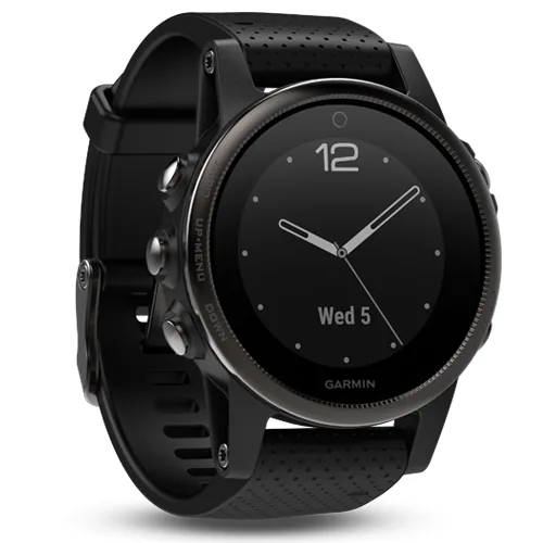 Смарт-часы Garmin Fenix 5S Sapphire чёрные с чёрным ремешком